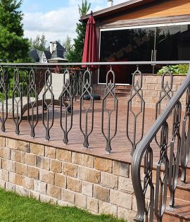 Черные кованые перила для наружной лестницы Код: ЛП-12