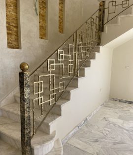 Кованые перила с золотой  патиной Код : ЛП-52