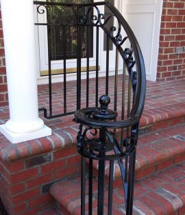 Черные кованые перила для наружной лестницы Код: ЛП-60