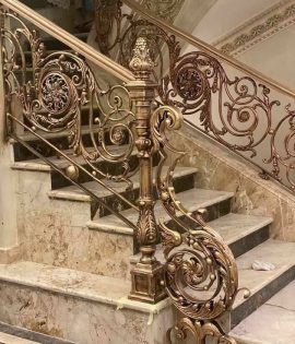 Ковка перил с золотой покраской Код: ЛП-317