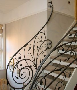 Перила для лестниц с коваными листьями Код: ЛП-341