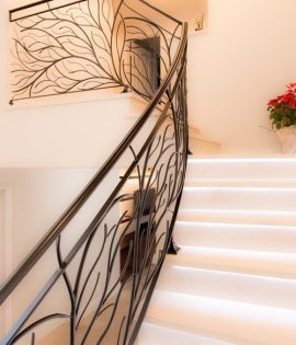 Перила кованые  из металла с фактурой дерева Код: ЛП-323